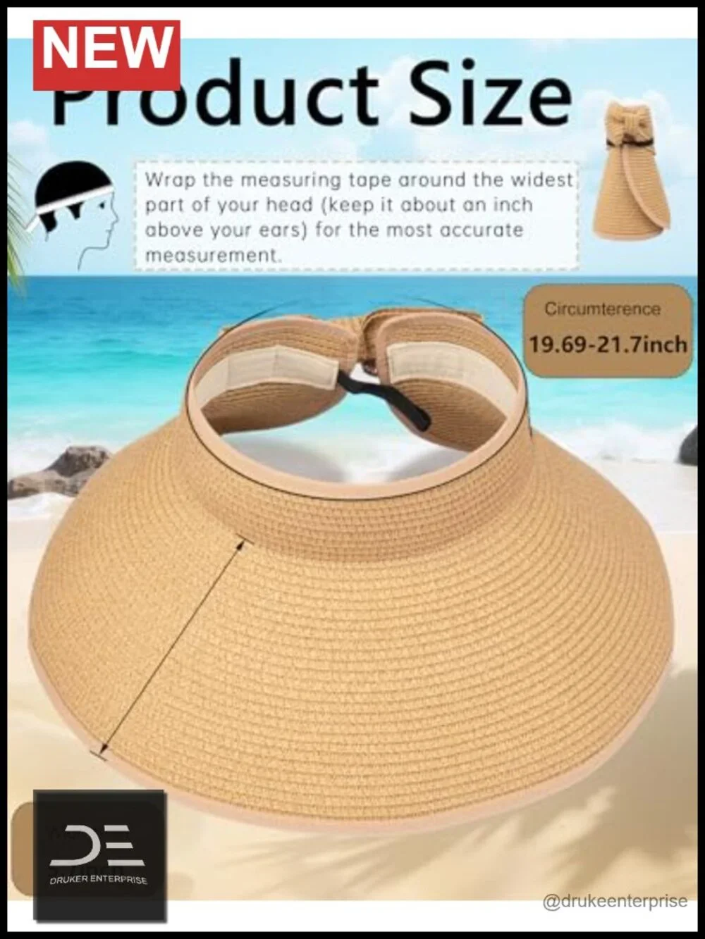 Wide Brim Straw Sun Hat with Ponytail Opening, Foldable UV Protection